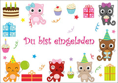 10 x  SÜSSE KATZEN Geburtstagseinladungen (2)