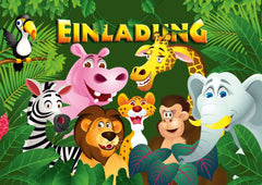 10 x  ZOO-TIERE Geburtstagseinladungen