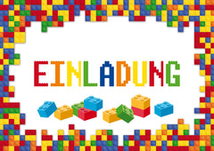 12 x  BUNTE BAUSTEINE Geburtstagseinladungen